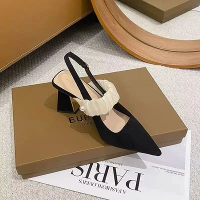 Sandals Women Summer New Fashion Women's Sandals 2024 Pointed Pumps Women Shoes Office Dress Shoes Sexy Square Heel High Heels - Slobuy