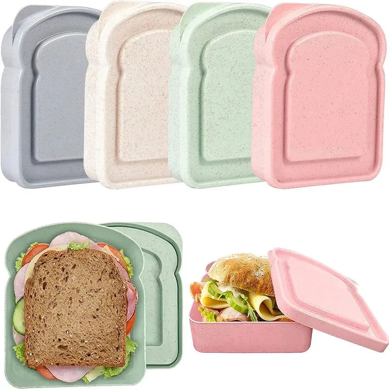 Sandwich Containers Lunch Box Toast Storage Box With Lid Portable Food Storage Case Reusable Microwave Lunch Box Sandwich Case - Slobuy