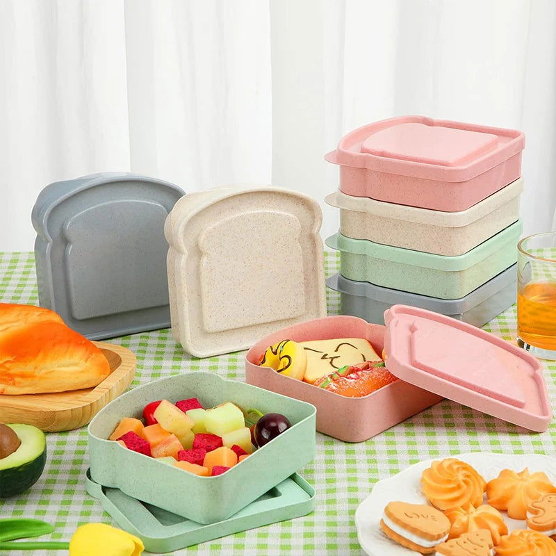Sandwich Containers Lunch Box Toast Storage Box With Lid Portable Food Storage Case Reusable Microwave Lunch Box Sandwich Case - Slobuy