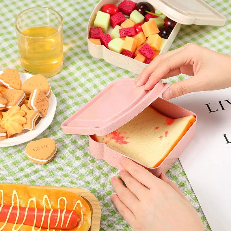 Sandwich Containers Lunch Box Toast Storage Box With Lid Portable Food Storage Case Reusable Microwave Lunch Box Sandwich Case - Slobuy