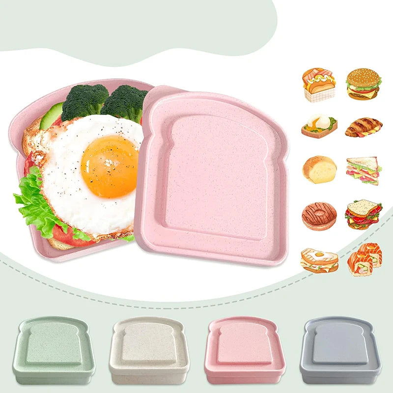 Sandwich Containers Lunch Box Toast Storage Box With Lid Portable Food Storage Case Reusable Microwave Lunch Box Sandwich Case - Slobuy