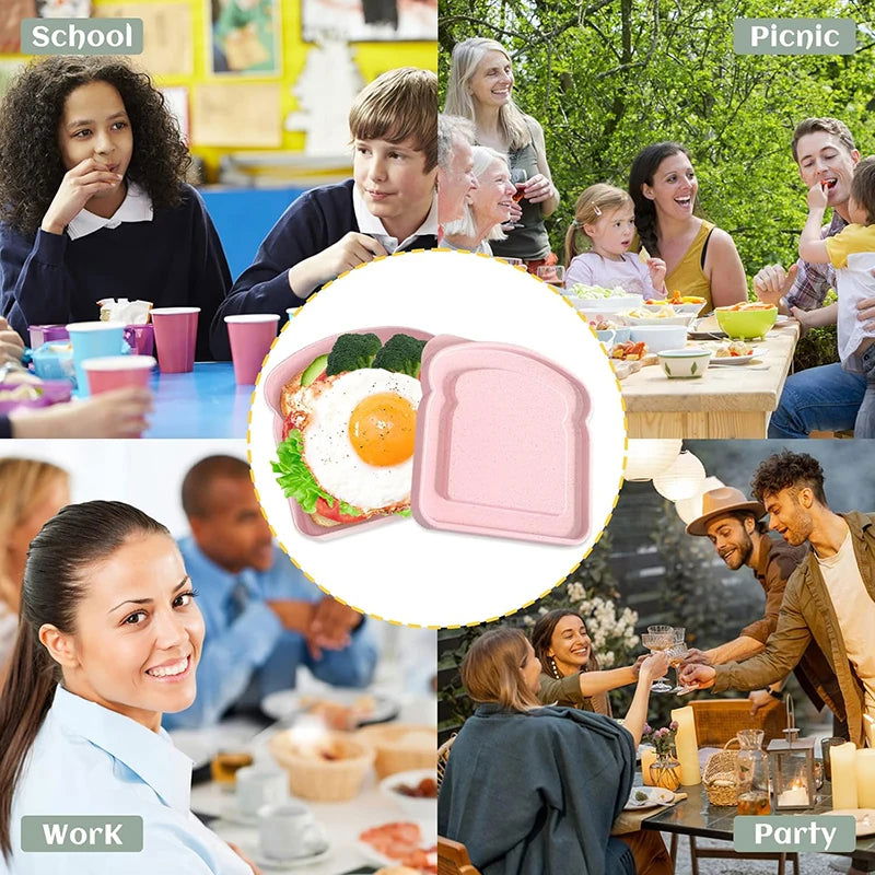 Sandwich Containers Lunch Box Toast Storage Box With Lid Portable Food Storage Case Reusable Microwave Lunch Box Sandwich Case - Slobuy