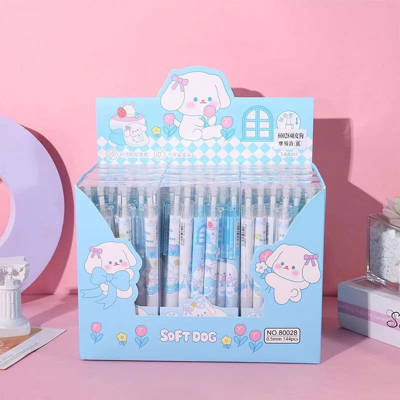 Sanrio 12pcs Cartoon Gel Pen Kawaii Hello Kitty Kuromi Cinnamoroll Stationery 0.5 Black With Metal Hook Office Write Cute Pens - Slobuy