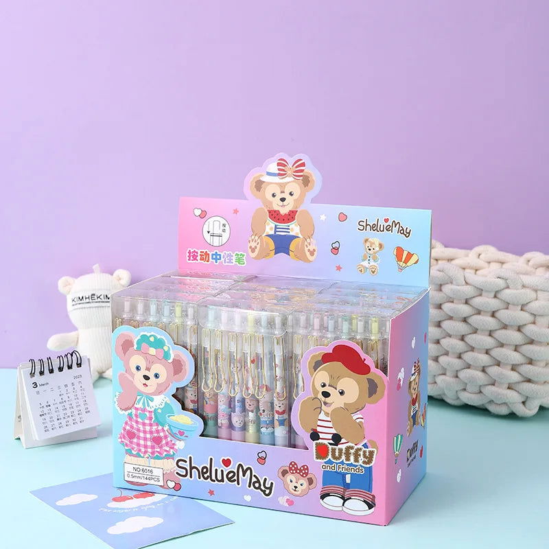 Sanrio 12pcs Cartoon Gel Pen Kawaii Hello Kitty Kuromi Cinnamoroll Stationery 0.5 Black With Metal Hook Office Write Cute Pens - Slobuy