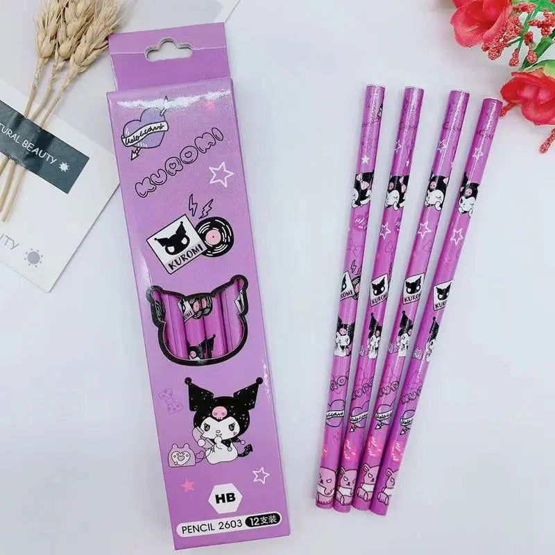 Sanrio 60pcs Cartoon Pencils My Melody Kuromi Pens Primary Students Stationery HB Black Write Draw School Children Boxed PenGift - Slobuy