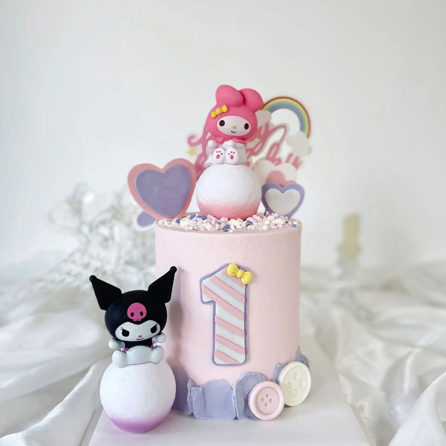 Sanrio Figure Anime Figure Kawaii Kuromi Melody Cinnamoroll Cake Decorative Accessories Home Decoration Cute Children's Gift - Slobuy