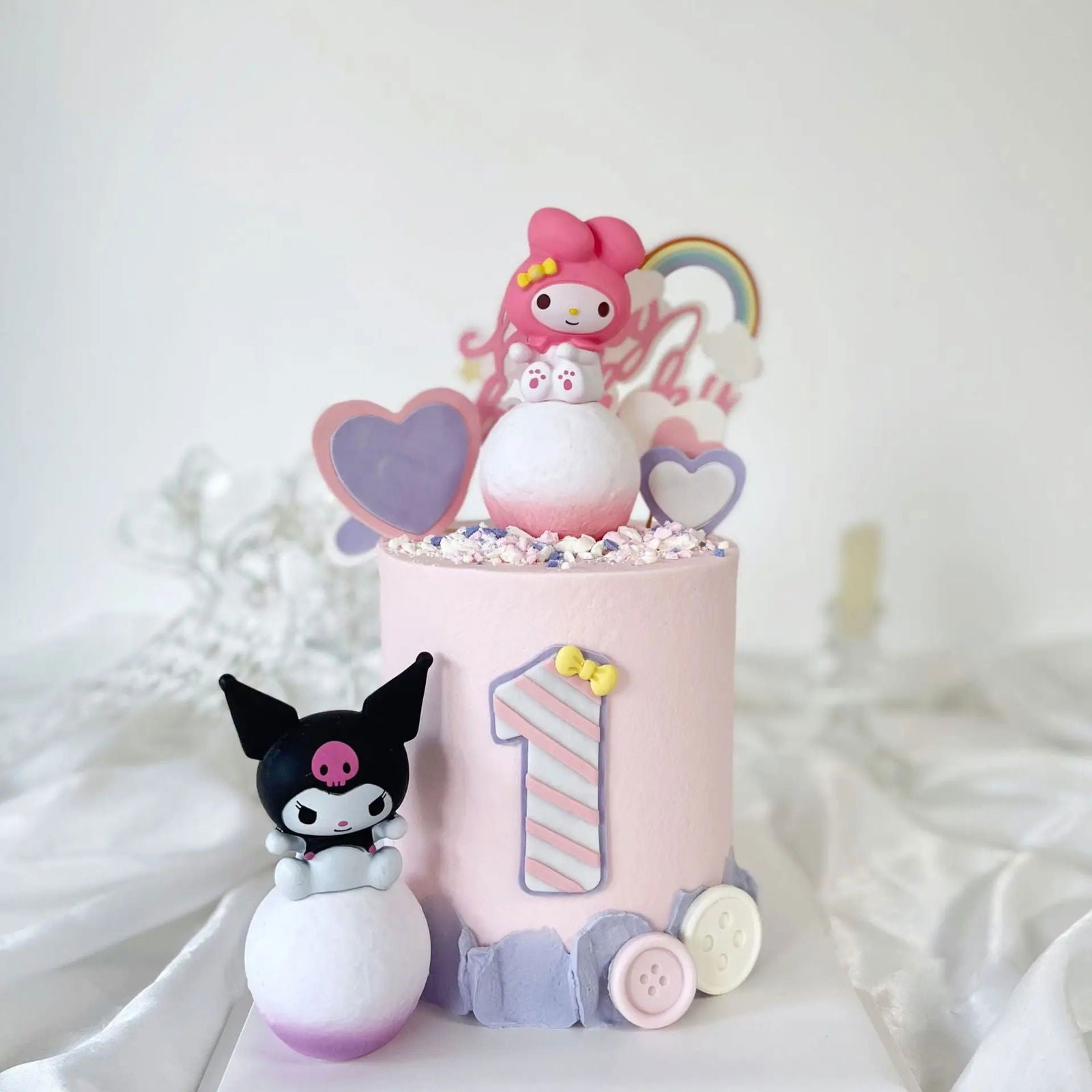 Sanrio Figure Anime Figure Kawaii Kuromi Melody Cinnamoroll Cake Decorative Accessories Home Decoration Cute Children's Gift - Slobuy
