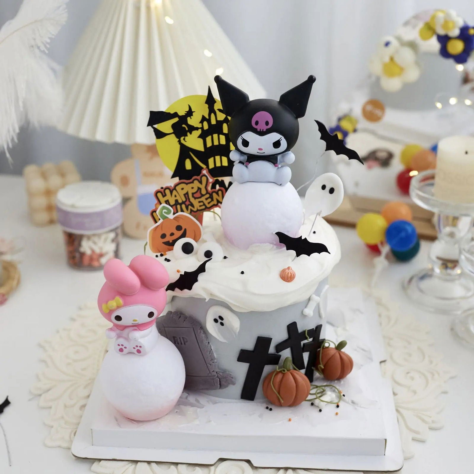 Sanrio Figure Anime Figure Kawaii Kuromi Melody Cinnamoroll Cake Decorative Accessories Home Decoration Cute Children's Gift - Slobuy