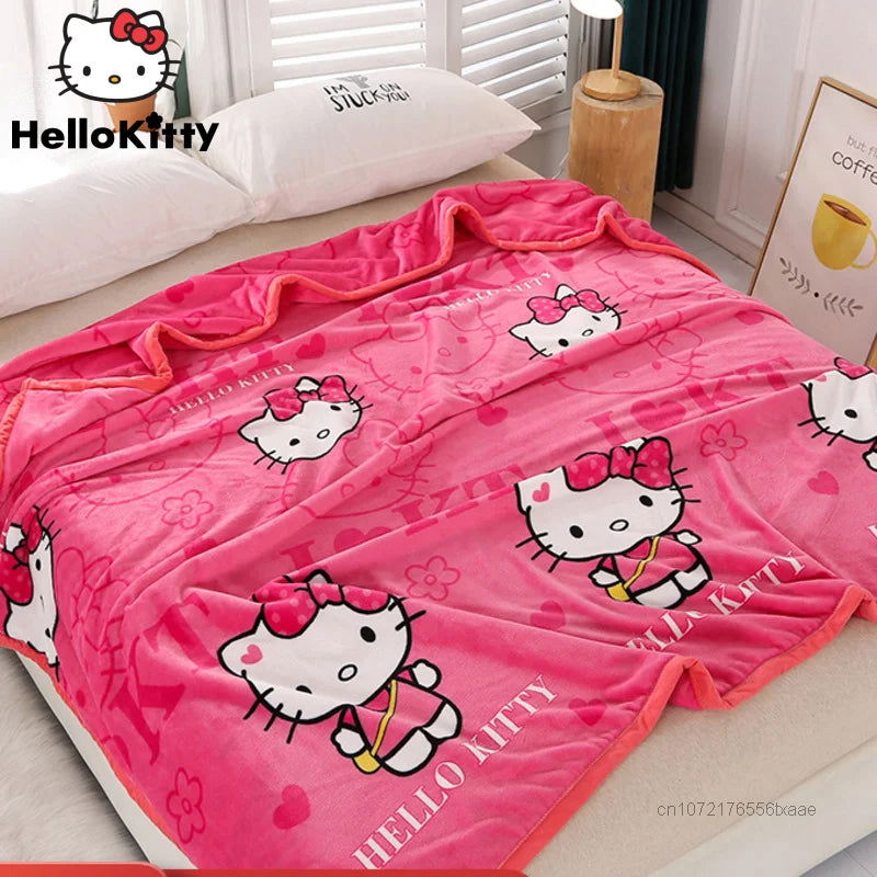 Sanrio Hello Kitty Plush Blanket Bed Sheet Children Adult Soft Blankets Cartoon Aircondition Nap Blanket Spring Fluffy Quilt - Slobuy