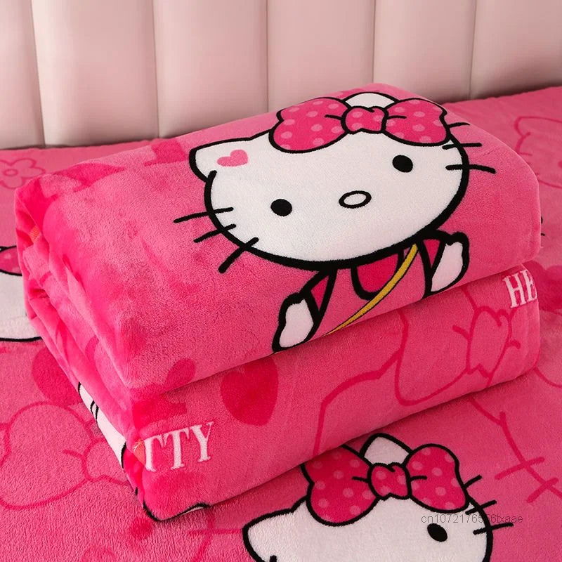 Sanrio Hello Kitty Plush Blanket Bed Sheet Children Adult Soft Blankets Cartoon Aircondition Nap Blanket Spring Fluffy Quilt - Slobuy
