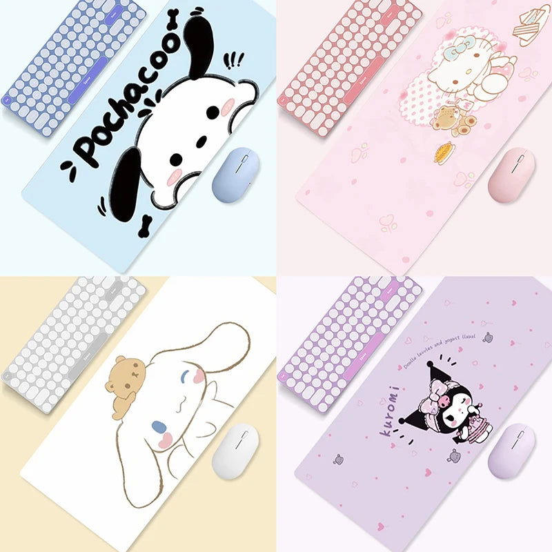 Sanrio Large Size Office Desk Mat Hello Kitty Melody Kuromi Cinnamoroll Non-slip Computer Mouse Pad Game Pads Pc Accessories - Slobuy
