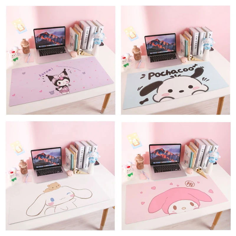 Sanrio Large Size Office Desk Mat Hello Kitty Melody Kuromi Cinnamoroll Non-slip Computer Mouse Pad Game Pads Pc Accessories - Slobuy