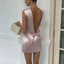 Satin Backless Mini Dress - Slobuy