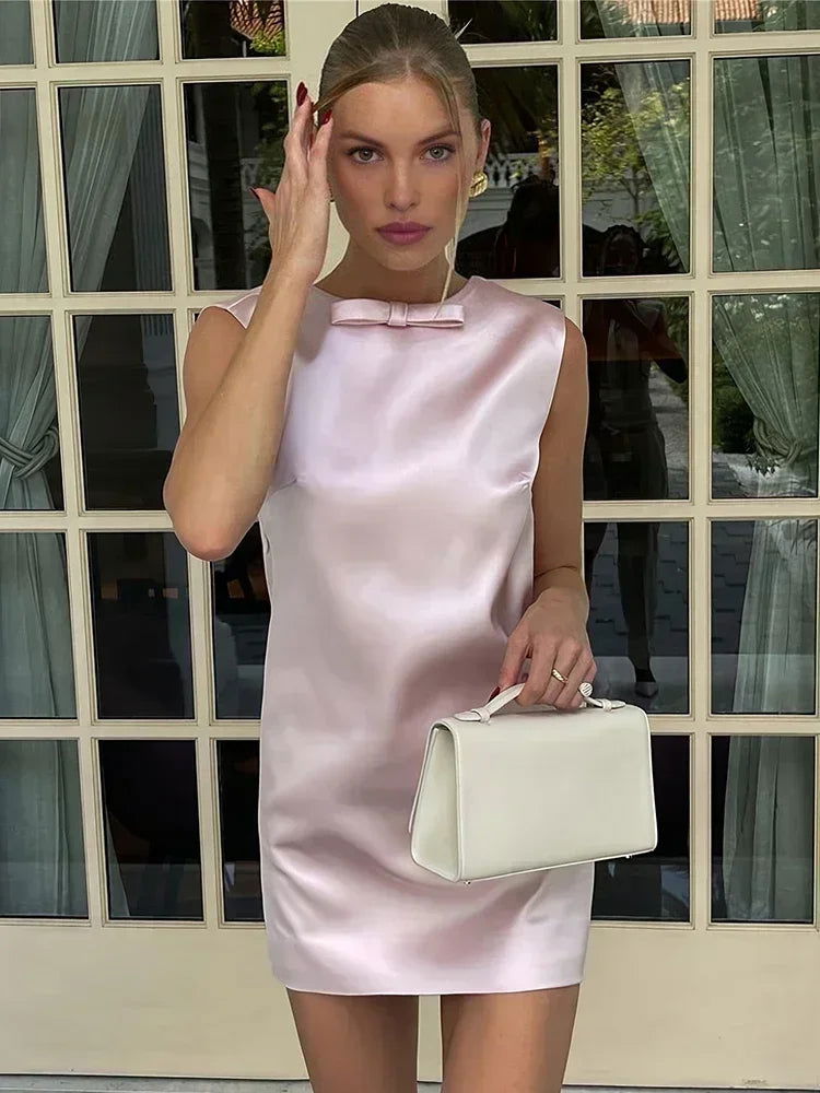 Satin Backless Mini Dress - Slobuy