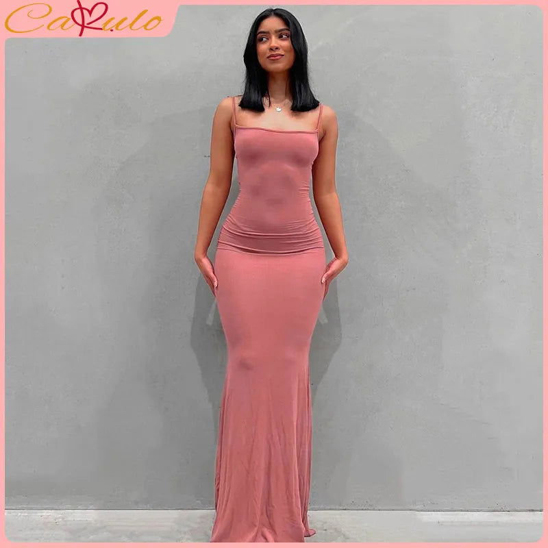 Satin Slip Sleeveless Backless Maxi Dress Women 2023 Y2K Summer Bodycon Elegant Sexy Outfits Ladies Birthday Party Club Sundress - Slobuy