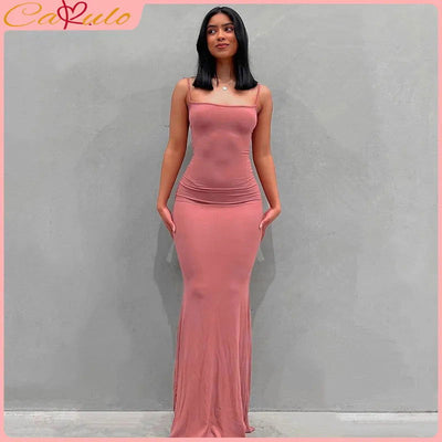 Satin Slip Sleeveless Backless Maxi Dress Women 2023 Y2K Summer Bodycon Elegant Sexy Outfits Ladies Birthday Party Club Sundress - Slobuy