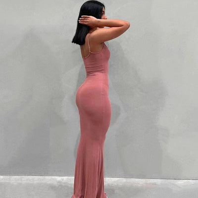 Satin Slip Sleeveless Backless Maxi Dress Women 2023 Y2K Summer Bodycon Elegant Sexy Outfits Ladies Birthday Party Club Sundress - Slobuy