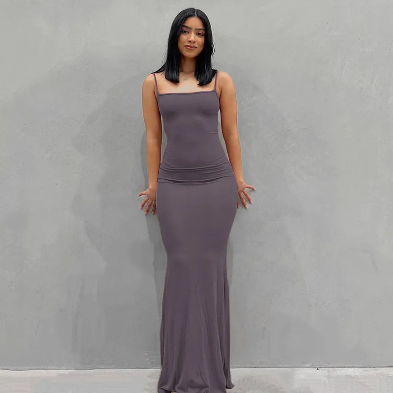 Satin Slip Sleeveless Backless Maxi Dress Women 2023 Y2K Summer Bodycon Elegant Sexy Outfits Ladies Birthday Party Club Sundress - Slobuy