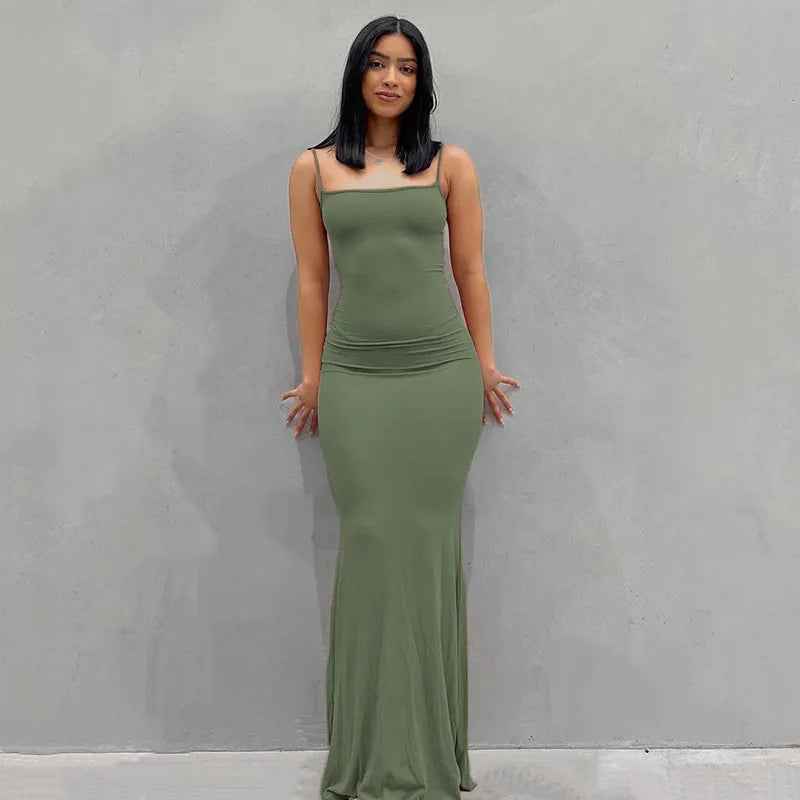Satin Slip Sleeveless Backless Maxi Dress Women 2023 Y2K Summer Bodycon Elegant Sexy Outfits Ladies Birthday Party Club Sundress - Slobuy