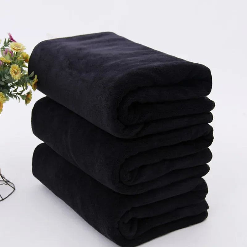 microfiber bath towel-soft and lightweight face towel, odorless bath, spa, gym towel (black)