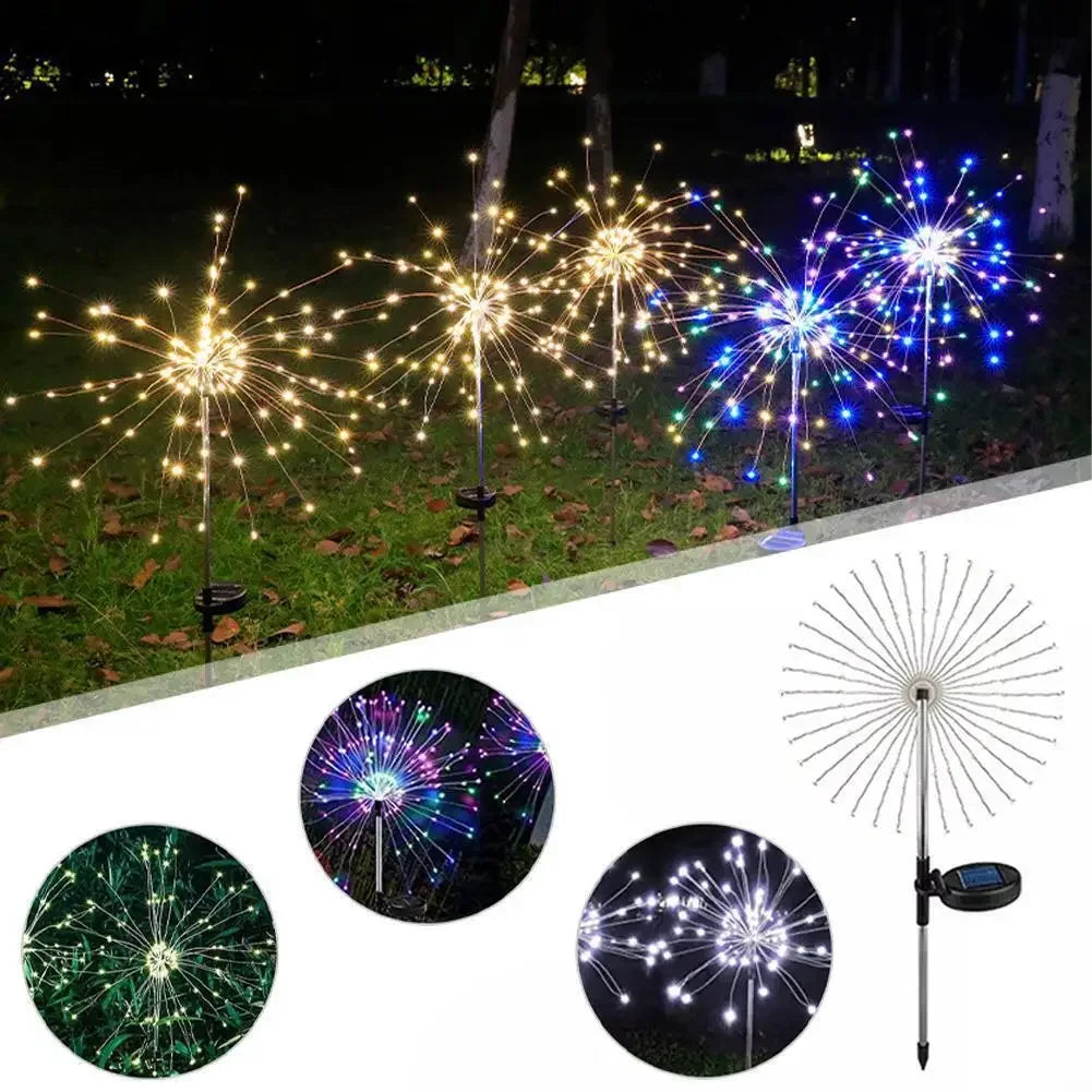 LED Solar Firework Lights Garden Decoration Fairy Lights Waterproof Outdoor Dandelion Lawn Lamp for Garden Landscape Lawn Decor