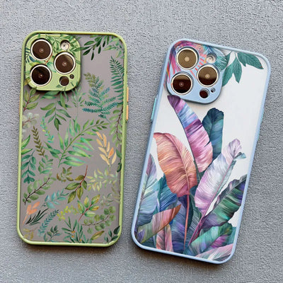 Palm tree Leaves Plant Flower Phone Case for iphone X XR XS 15 11 12 13 14 Pro Max 14 Plus 7 8 Plus Back Shockproof Cover Funda