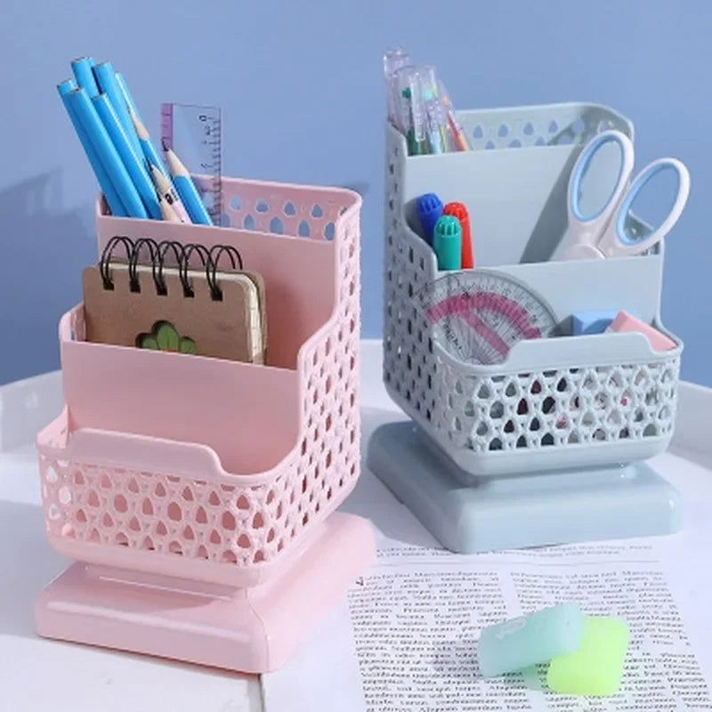 School Stationery Makeup Organizer Desktop Storage Box Container for Cosmetics Stationery Plastic Organizer School Office Supply - Slobuy