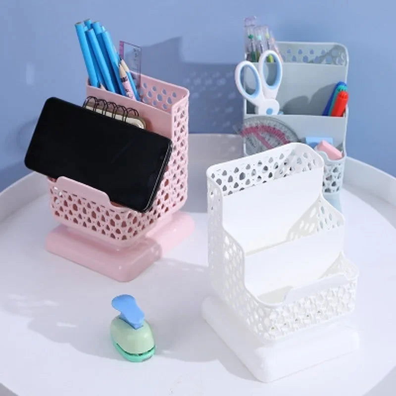 School Stationery Makeup Organizer Desktop Storage Box Container for Cosmetics Stationery Plastic Organizer School Office Supply - Slobuy