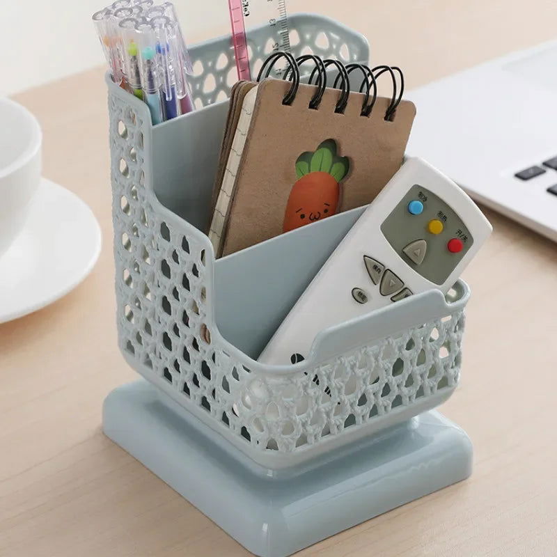 School Stationery Makeup Organizer Desktop Storage Box Container for Cosmetics Stationery Plastic Organizer School Office Supply - Slobuy