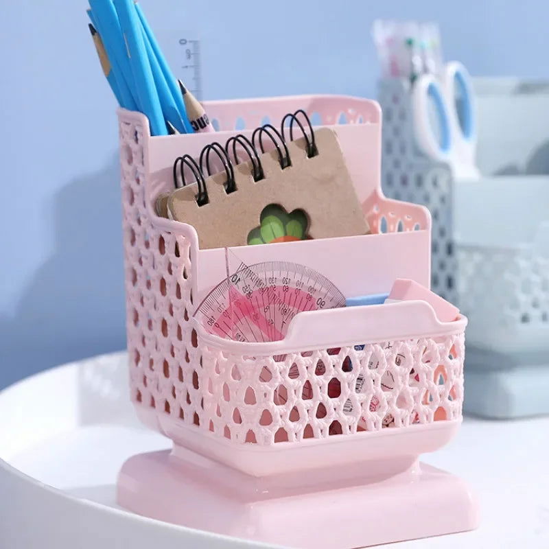 School Stationery Makeup Organizer Desktop Storage Box Container for Cosmetics Stationery Plastic Organizer School Office Supply - Slobuy