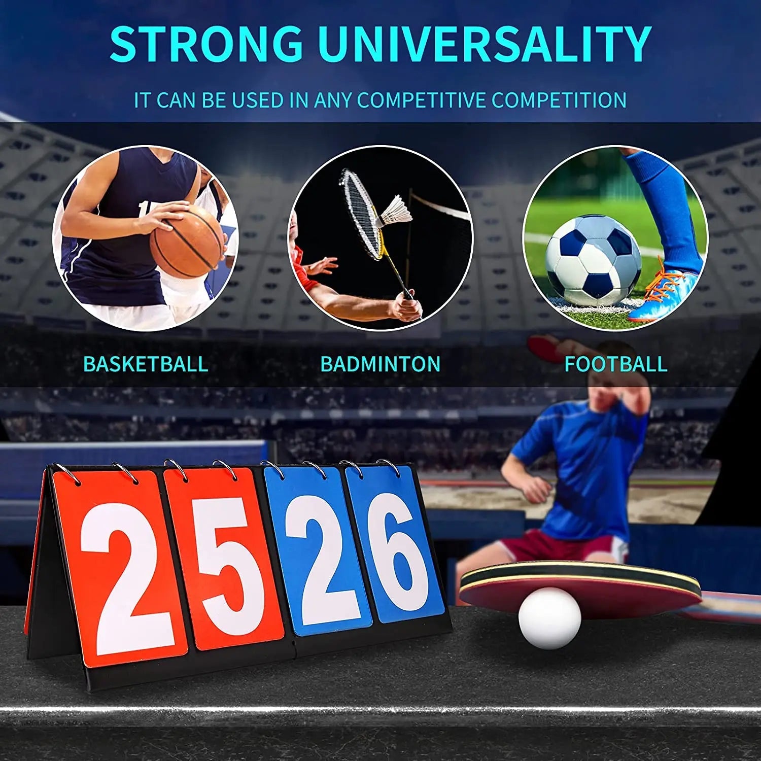Scoreboard Score Keeper Score Flipper For Basketball Tennis Sports Pu Leather Material Turn Points Board - Slobuy