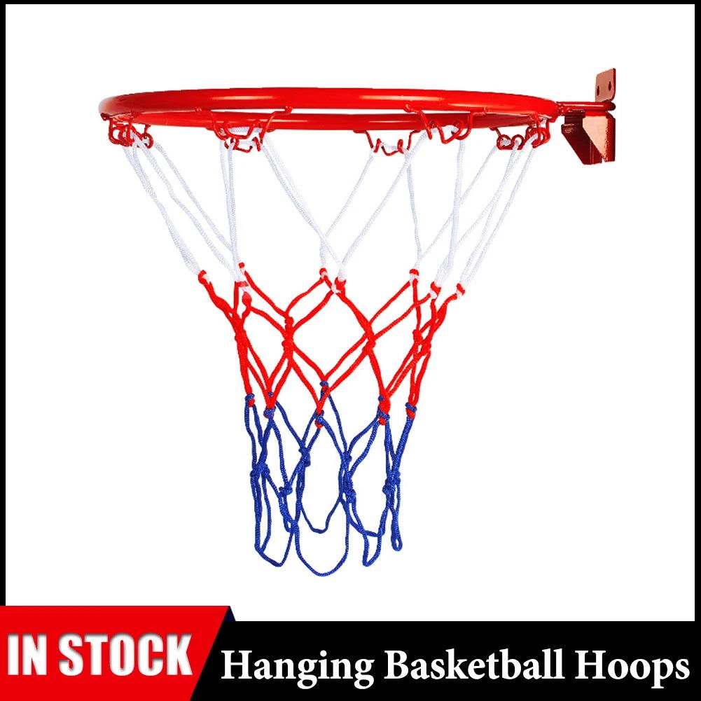 32cm Wall Mounted Basketball Hoop Netting Metal Rim Hanging Basket Basket-ball Wall Rim W/ Screws Indoor Outdoor Sport - Slobuy