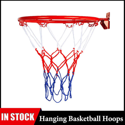 32cm Wall Mounted Basketball Hoop Netting Metal Rim Hanging Basket Basket-ball Wall Rim W/ Screws Indoor Outdoor Sport - Slobuy