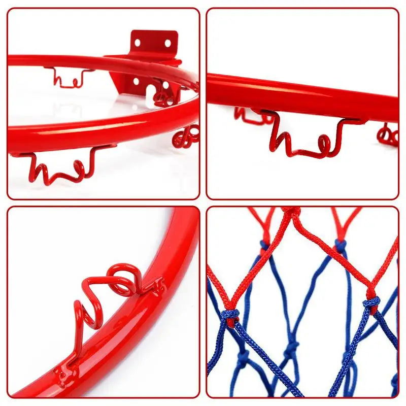 32cm Wall Mounted Basketball Hoop Netting Metal Rim Hanging Basket Basket-ball Wall Rim W/ Screws Indoor Outdoor Sport - Slobuy