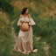 Women's Boho Two-Pieces Set Maternity Dresses For Photo Shoot Comfortable Linen Cotton Vintage Top And Skirt Pregnancy Clothing