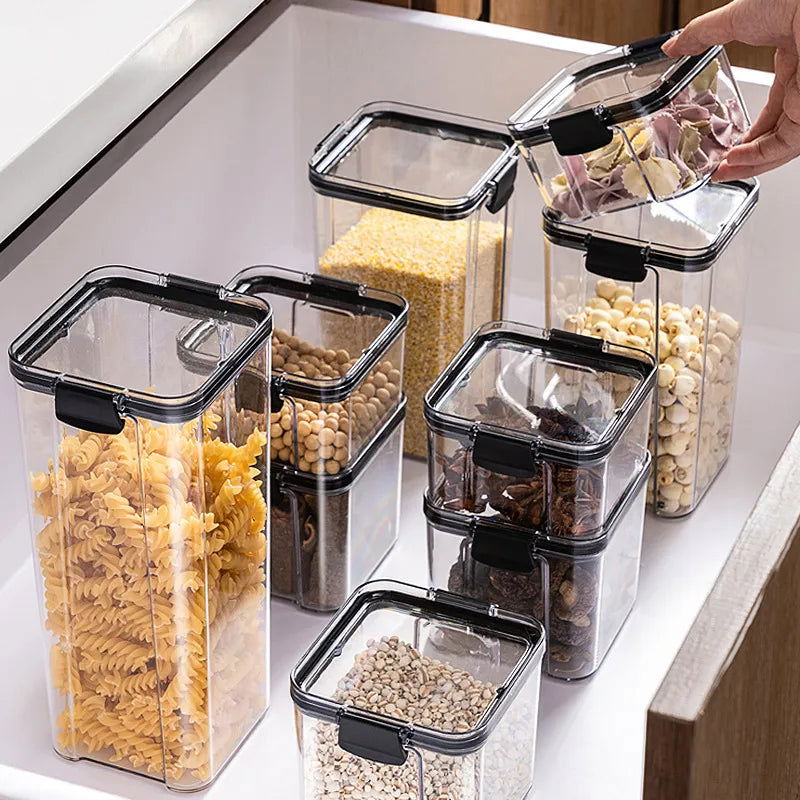 Sealed Cans Whole Grains Kitchen Storage Food Grade Transparent Plastic Cans Box Snacks Dry Goods Tea Storage Cans Container - Slobuy