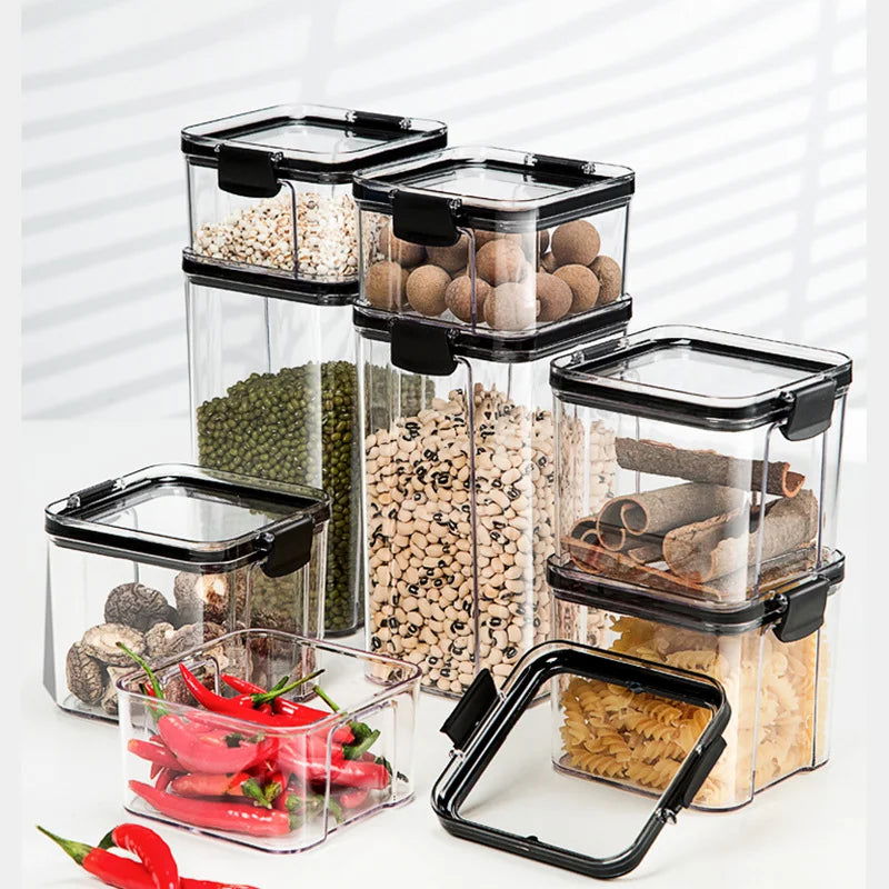 Sealed Cans Whole Grains Kitchen Storage Food Grade Transparent Plastic Cans Box Snacks Dry Goods Tea Storage Cans Container - Slobuy