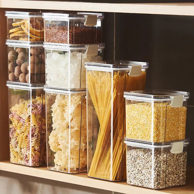 Sealed plastic food storage box cereal candy Dried jars with lid fridge storageTank containers household items kitchen organizer - Slobuy