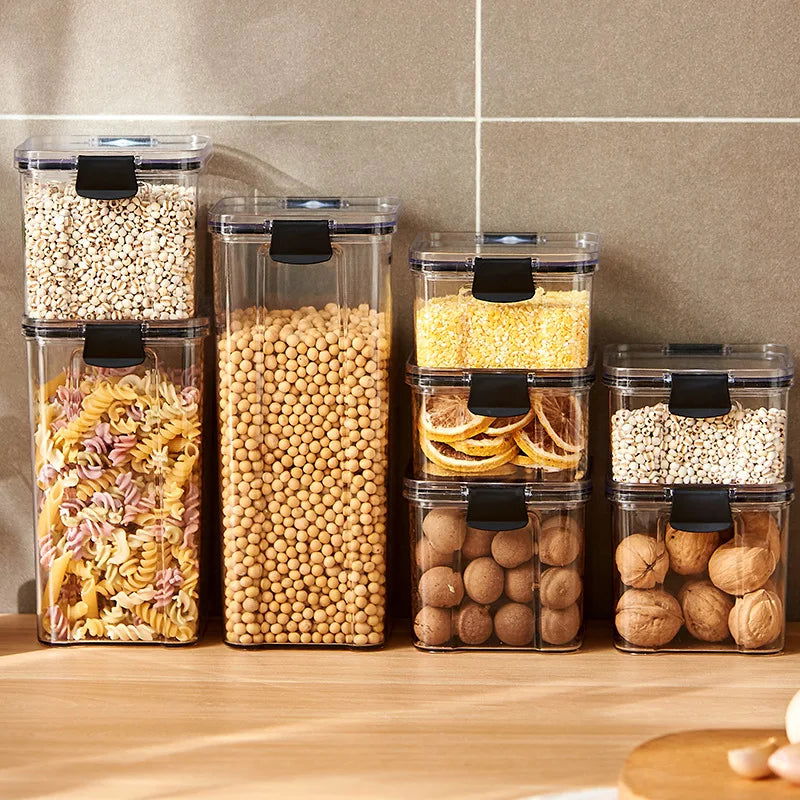 Sealed plastic food storage box cereal candy Dried jars with lid fridge storageTank containers household items kitchen organizer - Slobuy