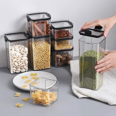Sealed plastic food storage box cereal candy Dried jars with lid fridge storageTank containers household items kitchen organizer - Slobuy