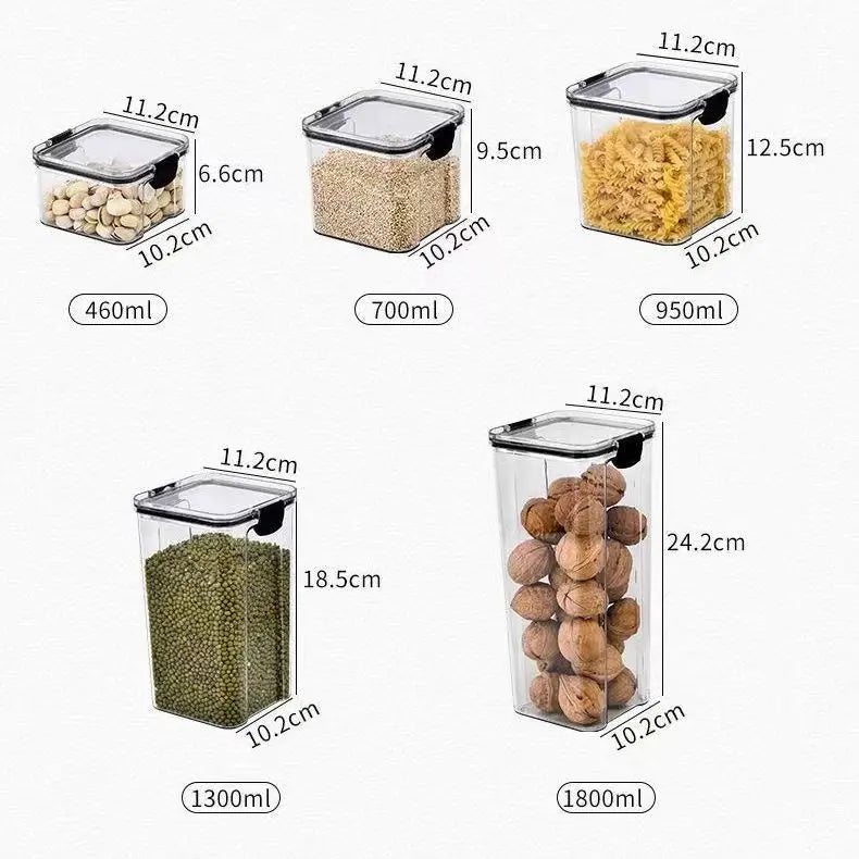 Sealed plastic food storage box cereal candy Dried jars with lid fridge storageTank containers household items kitchen organizer - Slobuy
