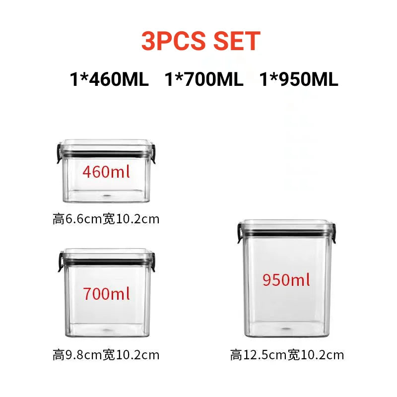 Sealed plastic food storage box cereal candy Dried jars with lid fridge storageTank containers household items kitchen organizer - Slobuy