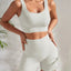 Seamless Ribbed Yoga Sets Workout Sets for Women 2 Pieces Gym Suits Ribbed Crop Tank High Waist Shorts Outfits Fitness Running - Slobuy