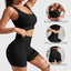 Seamless Ribbed Yoga Sets Workout Sets for Women 2 Pieces Gym Suits Ribbed Crop Tank High Waist Shorts Outfits Fitness Running - Slobuy