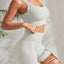 Seamless Ribbed Yoga Sets Workout Sets for Women 2 Pieces Gym Suits Ribbed Crop Tank High Waist Shorts Outfits Fitness Running - Slobuy