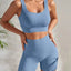 Seamless Ribbed Yoga Sets Workout Sets for Women 2 Pieces Gym Suits Ribbed Crop Tank High Waist Shorts Outfits Fitness Running - Slobuy