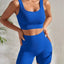 Seamless Ribbed Yoga Sets Workout Sets for Women 2 Pieces Gym Suits Ribbed Crop Tank High Waist Shorts Outfits Fitness Running - Slobuy