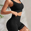 Seamless Ribbed Yoga Sets Workout Sets for Women 2 Pieces Gym Suits Ribbed Crop Tank High Waist Shorts Outfits Fitness Running - Slobuy