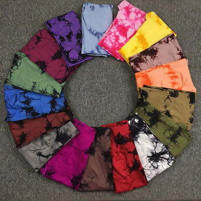 Seamless Tie Dye Scrunch Yoga Leggings For Women High Waist Push Up Gym Tights Tummy Control Workout Sport Fitness Pants Ladies - Slobuy