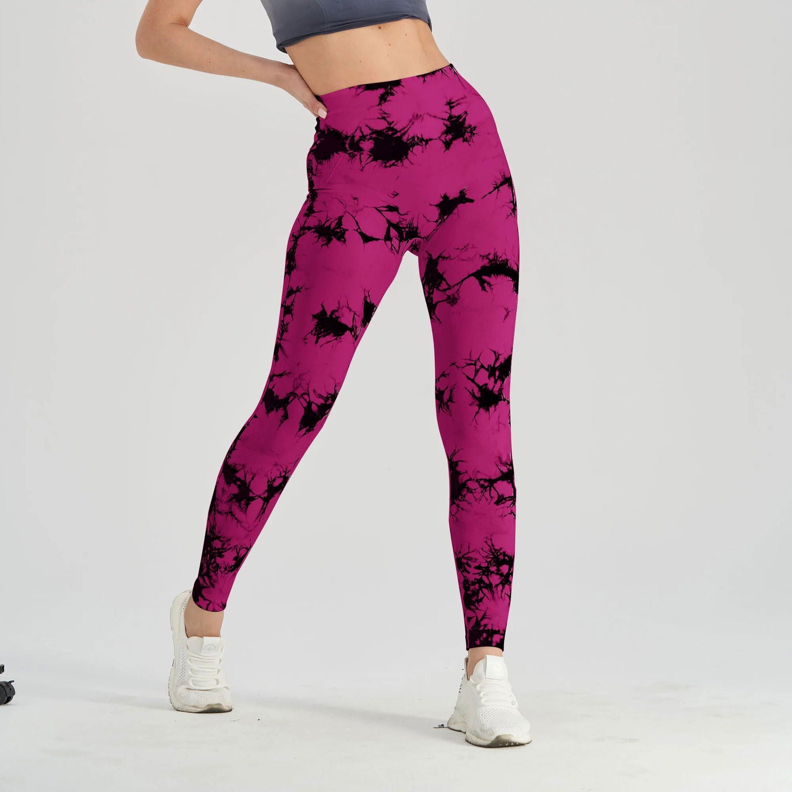Seamless Tie Dye Scrunch Yoga Leggings For Women High Waist Push Up Gym Tights Tummy Control Workout Sport Fitness Pants Ladies - Slobuy